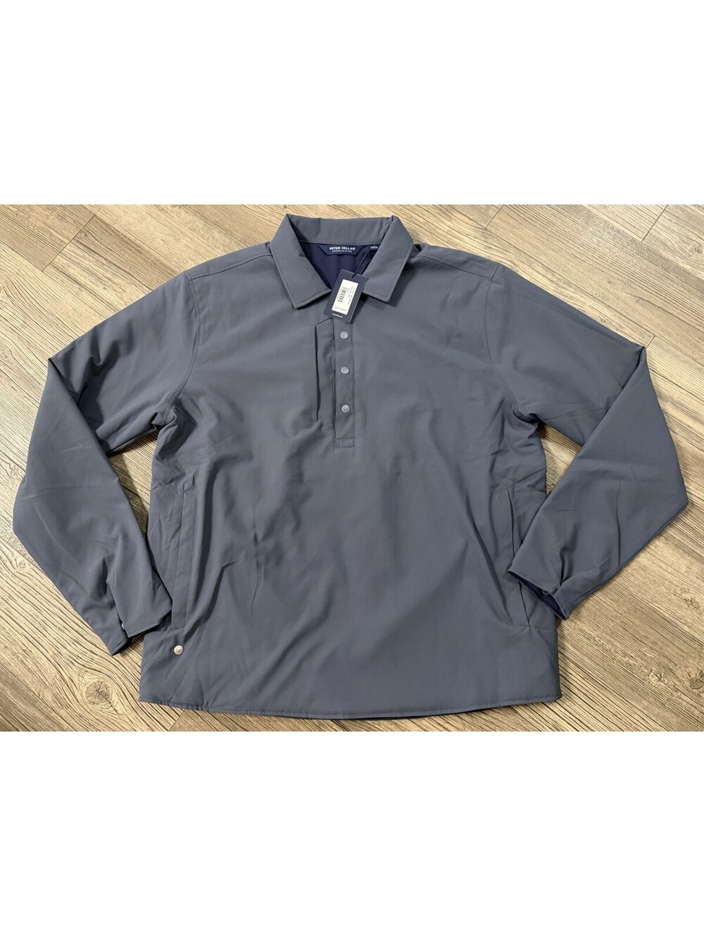 Peter Millar Men's Star Dust Insulated Snap Shirt Jacket L Steel Blue Gray NWT